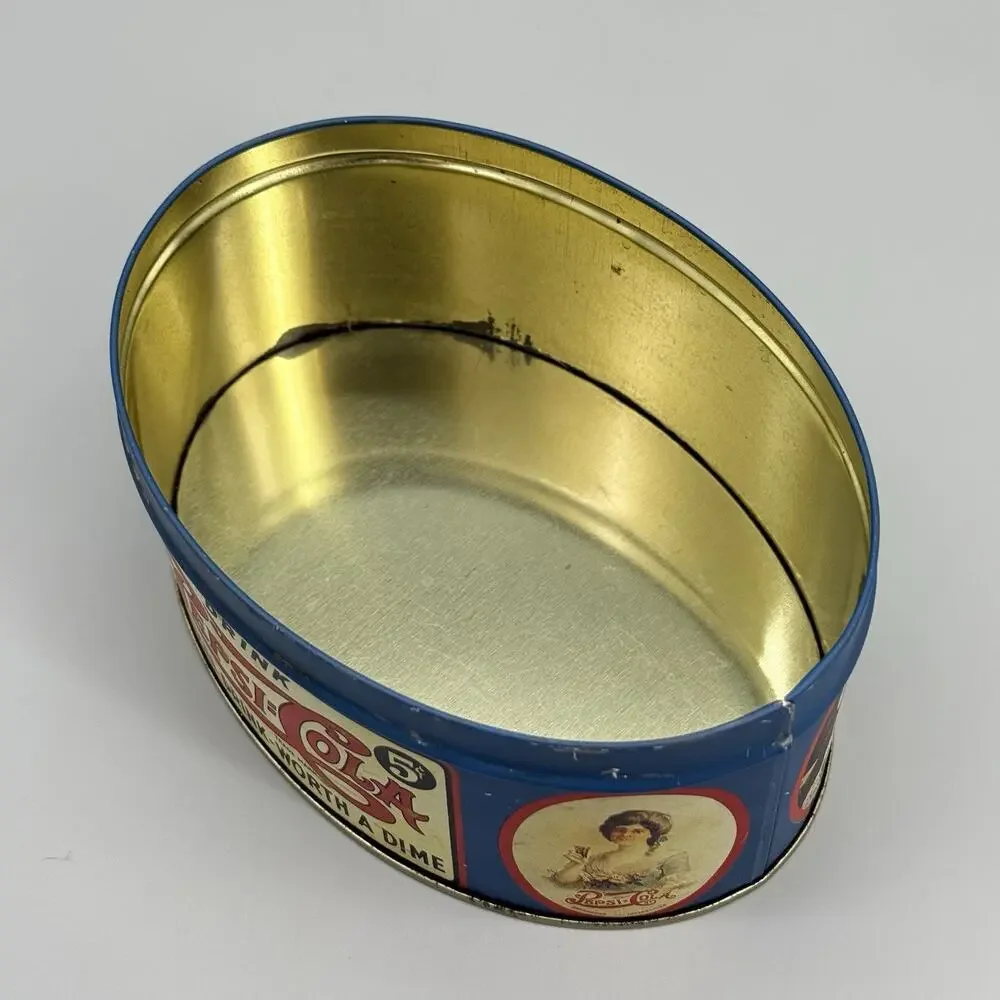 Vintage 1988 Pepsi Cola Oval Metal Tin Collectors 5Cents I Love Its Flavor